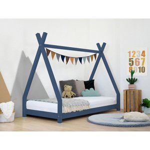 Benlemi Detská drevená posteľ NAKANA v tvare teepee Zvoľte farbu: Námornícka modrá, Rozmer: 120x180 cm
