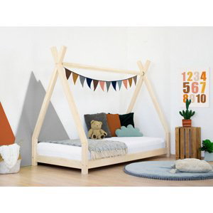 Benlemi Detská drevená posteľ NAKANA v tvare teepee Zvoľte farbu: Nelakovaná, Rozmer: 120x180 cm