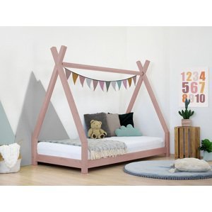 Benlemi Detská drevená posteľ NAKANA v tvare teepee Zvoľte farbu: Pastelovo ružová, Rozmer: 120x180 cm