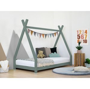 Benlemi Detská drevená posteľ NAKANA v tvare teepee Zvoľte farbu: Šalviová zelená, Rozmer: 120x180 cm