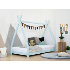 Benlemi Detská drevená posteľ NAKANA v tvare teepee Zvoľte farbu: Svetlo modrá, Rozmer: 120x180 cm