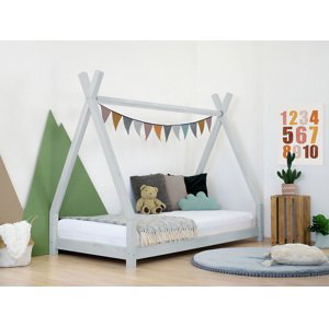 Benlemi Detská drevená posteľ NAKANA v tvare teepee Zvoľte farbu: Svetlo sivá, Rozmer: 120x180 cm