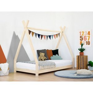 Benlemi Detská drevená posteľ NAKANA v tvare teepee Zvoľte farbu: Transparentná vosková lazura matná, Rozmer: 120x180 cm