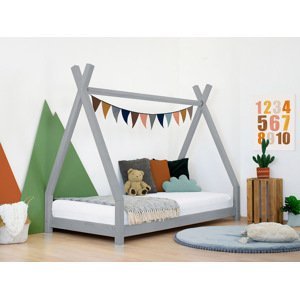 Benlemi Detská drevená posteľ NAKANA v tvare teepee Zvoľte farbu: Tmavo sivá, Rozmer: 120x190 cm