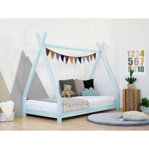 Benlemi Detská drevená posteľ NAKANA v tvare teepee Zvoľte farbu: Svetlo modrá, Rozmer: 90x160 cm