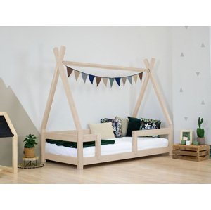 Benlemi Detská drevená posteľ NAKANA v tvare teepee s bočnicou Zvoľte farbu: Béžová, Rozmer: 120x180 cm