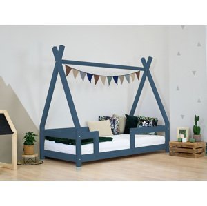 Benlemi Detská drevená posteľ NAKANA v tvare teepee s bočnicou Zvoľte farbu: Námornícka modrá, Rozmer: 120x180 cm