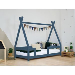 Benlemi Detská drevená posteľ NAKANA v tvare teepee s bočnicou Zvoľte farbu: Námornícka modrá, Rozmer: 90x180 cm