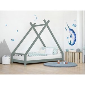 Benlemi Detská domčeková posteľ TAHUKA v tvare típí Zvoľte farbu: Šalviová zelená, Rozmer: 120x180 cm