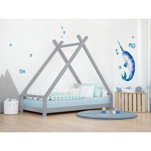 Benlemi Detská domčeková posteľ TAHUKA v tvare típí Zvoľte farbu: Tmavo sivá, Rozmer: 120x180 cm