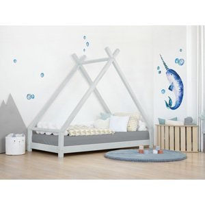 Benlemi Detská domčeková posteľ TAHUKA v tvare típí Zvoľte farbu: Svetlo sivá, Rozmer: 120x180 cm