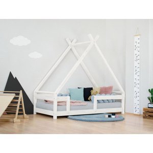 Benlemi Detská domčeková posteľ TAHUKA v tvare típí s bezpečnostnou zábranou Zvoľte farbu: Biela, Rozmer: 120x180 cm