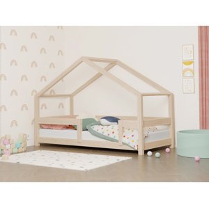 Benlemi Detská posteľ domček LUCKY s pevnou bočnicou Zvoľte farbu: Béžová, Rozmer: 120x180 cm