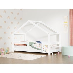 Benlemi Detská posteľ domček LUCKY s pevnou bočnicou Zvoľte farbu: Biela, Rozmer: 120x180 cm