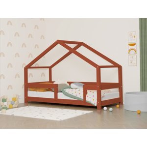 Benlemi Detská posteľ domček LUCKY s pevnou bočnicou Zvoľte farbu: Tehlová, Rozmer: 120x180 cm
