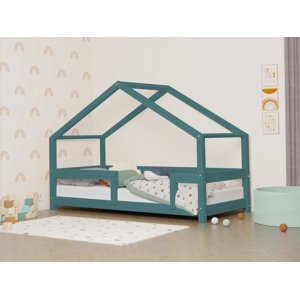 Benlemi Detská posteľ domček LUCKY s pevnou bočnicou Zvoľte farbu: Petrolejová, Rozmer: 120x180 cm