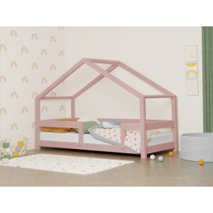 Benlemi Detská posteľ domček LUCKY s pevnou bočnicou Zvoľte farbu: Pastelovo ružová, Rozmer: 120x180 cm