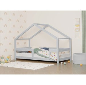 Benlemi Detská posteľ domček LUCKY s pevnou bočnicou Zvoľte farbu: Svetlo sivá, Rozmer: 120x180 cm