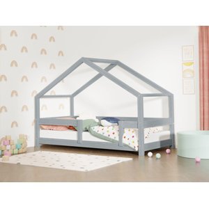 Benlemi Detská posteľ domček LUCKY s pevnou bočnicou Zvoľte farbu: Tmavo sivá, Rozmer: 120x190 cm