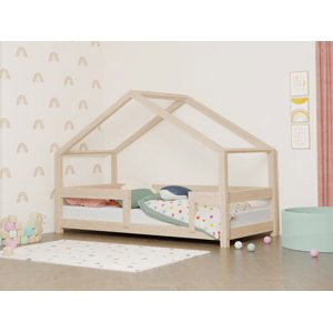 Benlemi Detská posteľ domček LUCKY s pevnou bočnicou Zvoľte farbu: Béžová, Rozmer: 90x190 cm