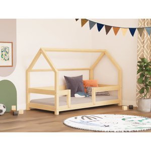 Benlemi Detská posteľ domček TERY so zábranou Zvoľte farbu: Béžová, Zvoľte rozmer: 120x180 cm, Zvoľte zábranu: S dvoma zábranami