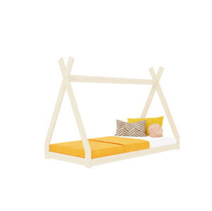 Benlemi Detská domčeková posteľ SIMPLY 2v1 v tvare teepee Zvoľte farbu: Béžová, Zvoľte rozmer: 90x160 cm