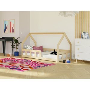 Benlemi Nízka domčeková posteľ pre deti FENCE 6v1 so zábranou Zvoľte farbu: Biela, Zvoľte rozmer: 120x200 cm, Zvoľte zábranu: S jednou zábranou