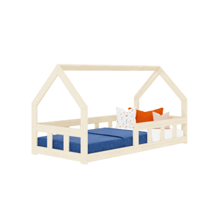 Benlemi Nízka domčeková posteľ pre deti FENCE 6v1 so zábranou Zvoľte farbu: Svetlo modrá, Zvoľte rozmer: 90x160 cm, Zvoľte zábranu: S jednou zábranou