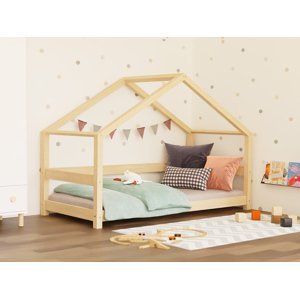 Benlemi Detská posteľ domček LUCKY so zábranou Zvoľte farbu: Béžová, Zvoľte rozmer: 120x180 cm, Zvoľte zábranu: S otvoreným vstupom