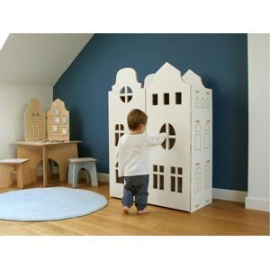 Myminihome Montessori drevená šatníková skriňa v tvare domčeka Zvoľte farbu polic: Nelakovaná, Zvoľte farbu stran: Biela