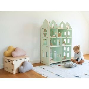 Myminihome Veľký drevený domček pre bábiky 4v1 Zvoľte farbu polic: Nelakovaná, Zvoľte farbu stran: Sivá