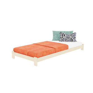 Benlemi Drevená jednolôžková posteľ SIMPLY Zvoľte farbu: Béžová, Zvoľte rozmer: 120x200 cm