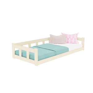 Benlemi Nízka jednolôžková posteľ FENCE 4v1 so zábranou Zvoľte farbu: Biela, Zvoľte rozmer: 120x200 cm, Zvoľte zábranu: S otvoreným vstupom