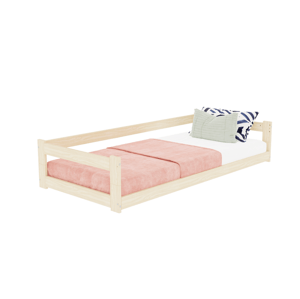 Benlemi Nízka jednolôžková posteľ z dreva SAFE 5v1 so zábranou Zvoľte farbu: Pastelovo ružová, Zvoľte rozmer: 120x200 cm, Zvoľte zábranu: S otvoreným…