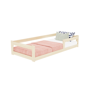 Benlemi Nízka jednolôžková posteľ z dreva SAFE 5v1 so zábranou Zvoľte farbu: Béžová, Zvoľte rozmer: 120x200 cm, Zvoľte zábranu: S jednou zábranou