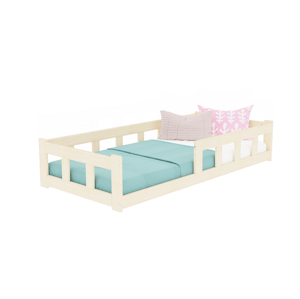 Benlemi Nízka jednolôžková posteľ FENCE 4v1 so zábranou Zvoľte farbu: Pastelovo ružová, Zvoľte rozmer: 135x190 cm, Zvoľte zábranu: S jednou zábranou