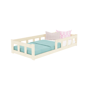 Benlemi Nízka jednolôžková posteľ FENCE 4v1 so zábranou Zvoľte farbu: Šalviová zelená, Zvoľte rozmer: 140x200 cm, Zvoľte zábranu: S jednou zábranou