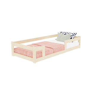 Benlemi Nízka jednolôžková posteľ z dreva SAFE 5v1 so zábranou Zvoľte farbu: Béžová, Zvoľte rozmer: 120x200 cm, Zvoľte zábranu: S dvoma zábranami
