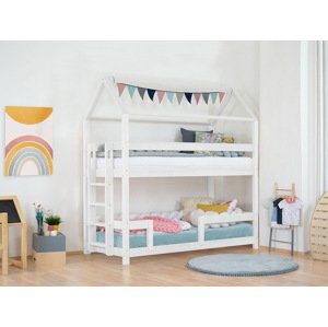 Benlemi Domčeková poschodová posteľ MONTY pre dve deti Zvoľte farbu: Biela, Zvoľte šuplík: Bez šuplíka, Zvoľte výšku: 222 cm