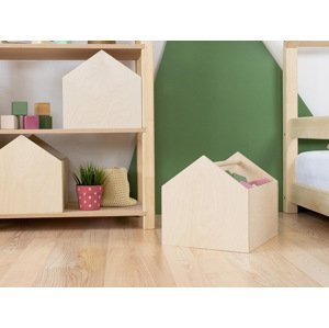 Benlemi Drevený úložný box HOUSE v tvare domčeka Zvoľte farbu: Transparentná vosková lazura matná