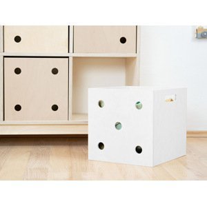 Benlemi Drevený úložný box DICE s číslami v štýle hracej kocky Zvoľte farbu: Biela, Varianta: Päťka