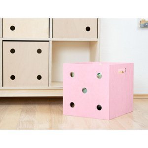 Benlemi Ružový drevený úložný box DICE s číslami v štýle hracej kocky - Päťka