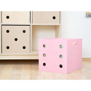 Benlemi Drevený úložný box DICE s číslami v štýle hracej kocky Zvoľte farbu: Ružová, Varianta: Šestka
