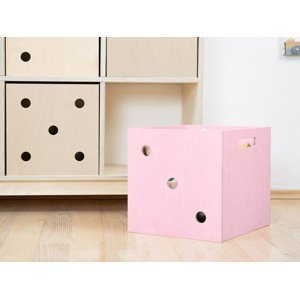 Benlemi Ružový drevený úložný box DICE s číslami v štýle hracej kocky - Trojka