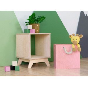 Benlemi Úložný drevený box BOKS do regálu s úchytkou z lana Zvoľte farbu: Ružová