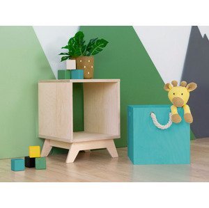 Benlemi Úložný drevený box BOKS do regálu s úchytkou z lana Zvoľte farbu: Tyrkysová