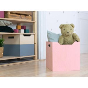 Benlemi Úložný drevený box BOKS so širokým výrezom Zvoľte farbu: Ružová