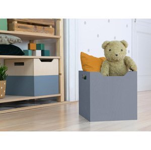 Benlemi Úložný drevený box BOKS so širokým výrezom Zvoľte farbu: Tmavo sivá