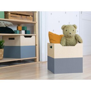Benlemi Úložný drevený box BOKS so širokým výrezom Zvoľte farbu: Tmavo sivá, pololakovaná
