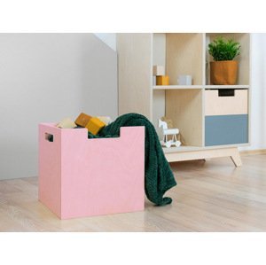 Benlemi Úložný drevený box BOKS s obdĺžnikovým výrezom Zvoľte farbu: Ružová